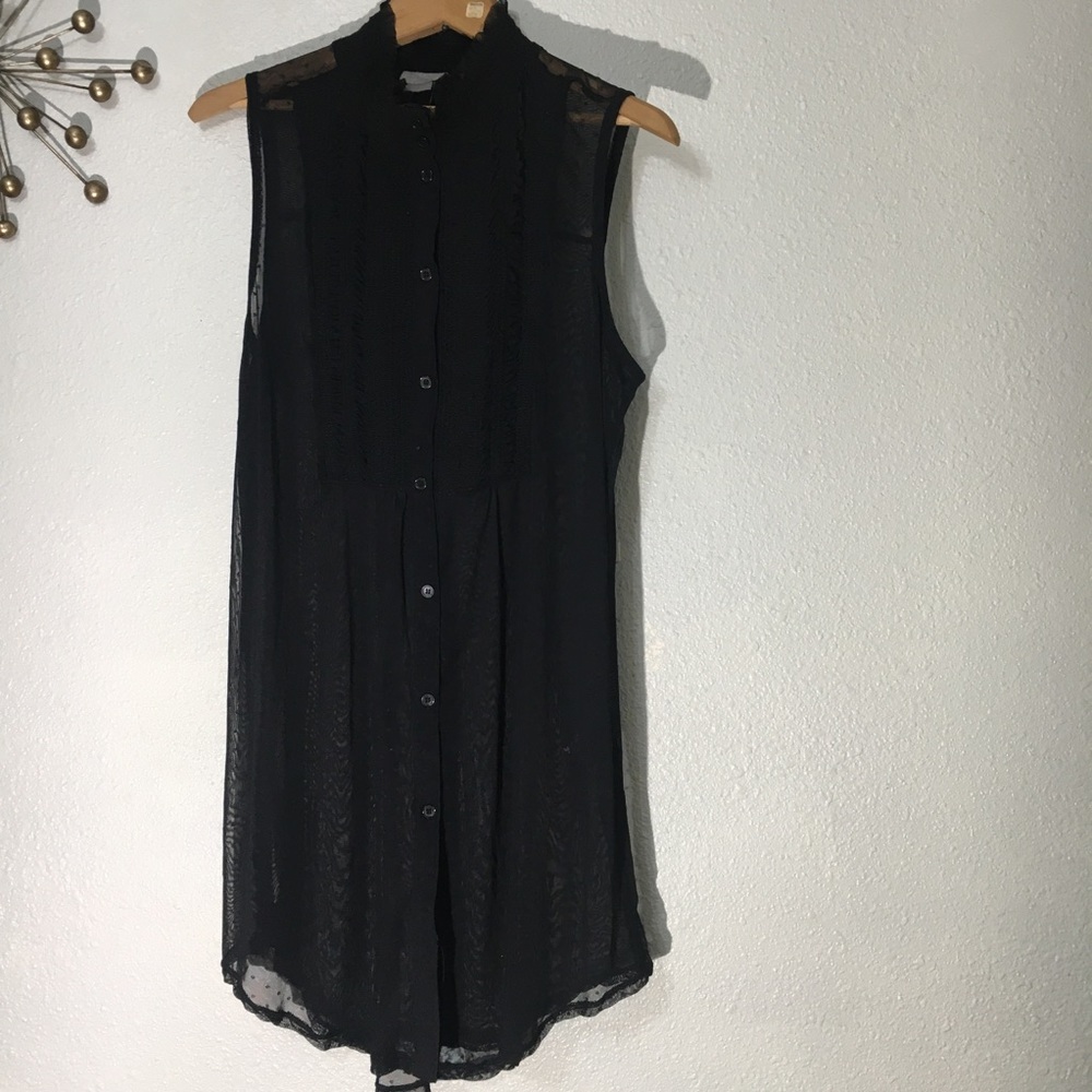 Vanessa Virginia  Sheer Black Top Large